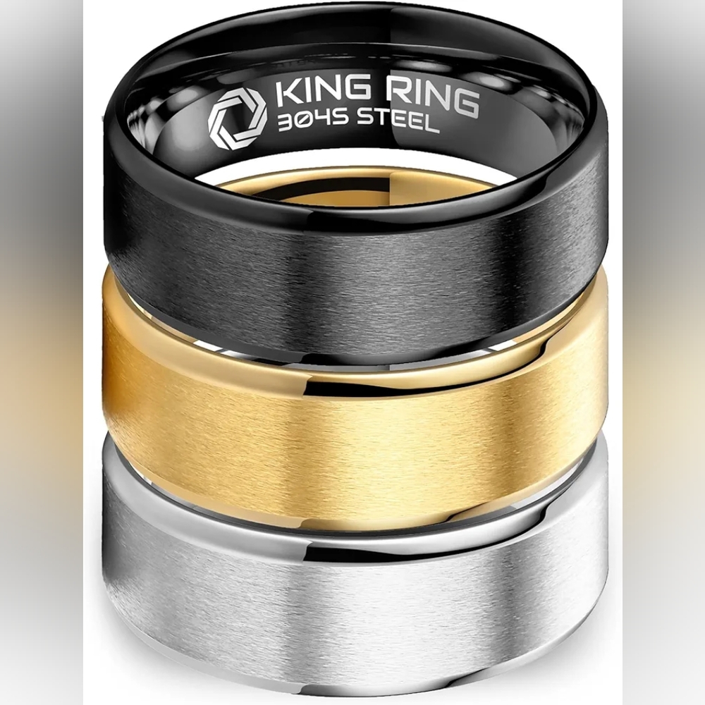 Stainless steel 8mm flat ring set size 12